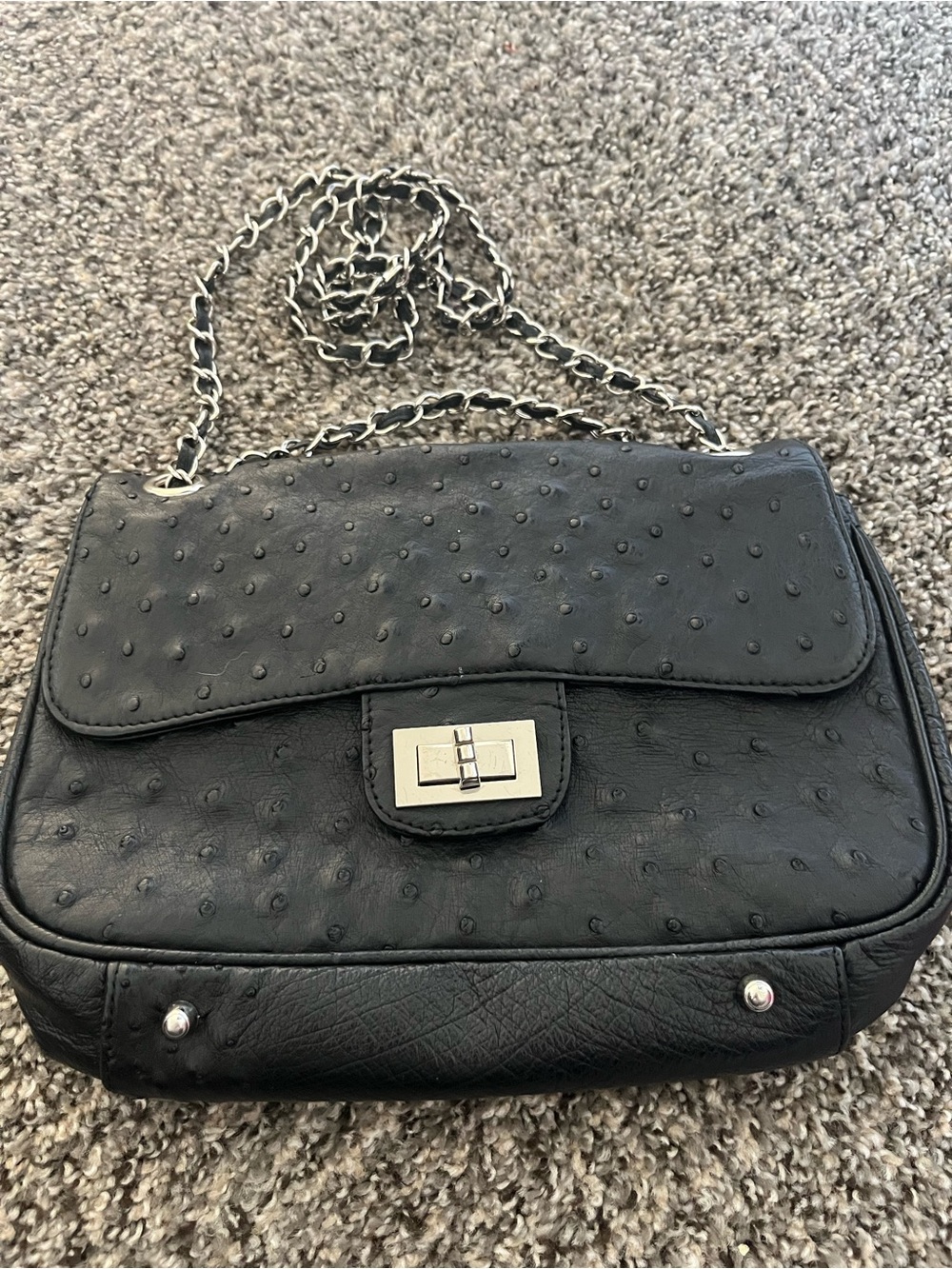 Michael Kors Black Quilted Stud-Textured Crossbody Bag with Chain Strap